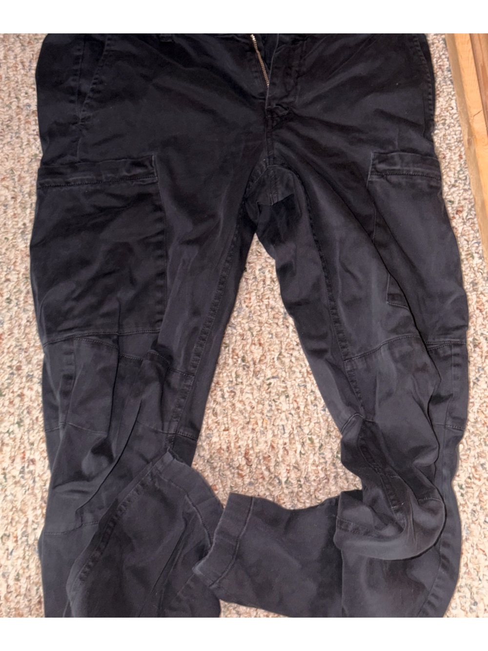 C.P. Company Black Men's Cargo Trousers with Panel Detailing